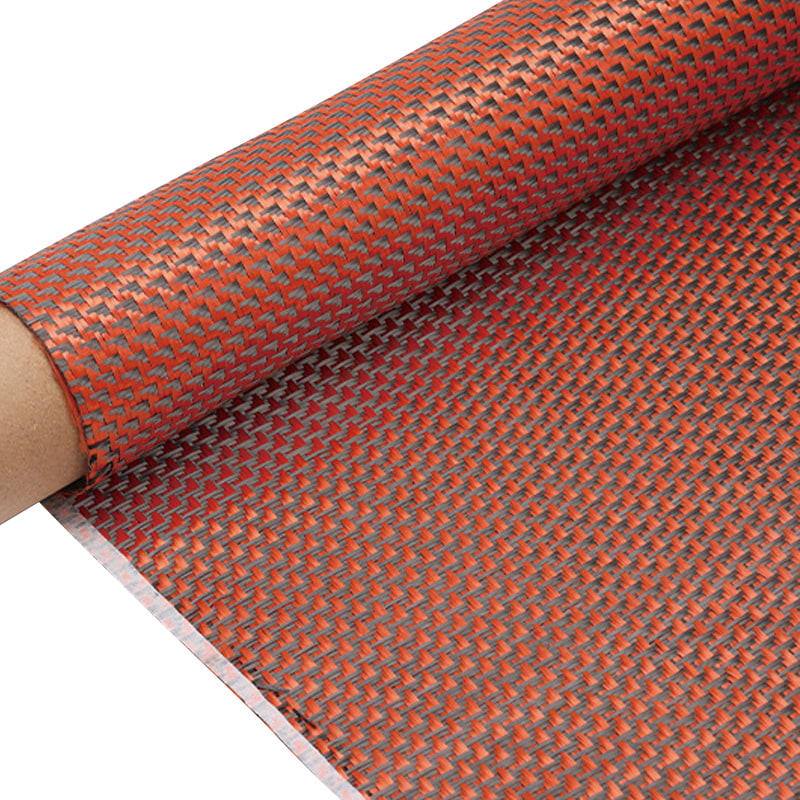 Fabraic snáithín carbóin measctha carbóin aramid dearg/dubh Fabraic snáithín carbóin measctha carbóin aramid dearg/dubh