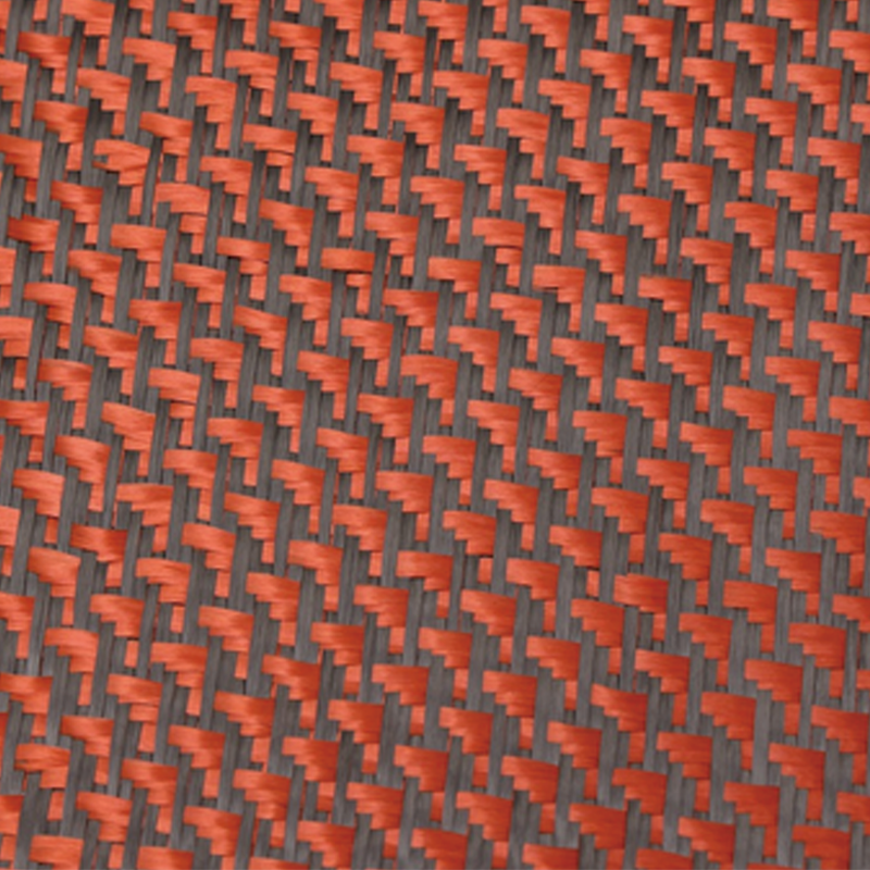 Fabraic snáithín carbóin measctha carbóin aramid dearg/dubh Fabraic snáithín carbóin measctha carbóin aramid dearg/dubh