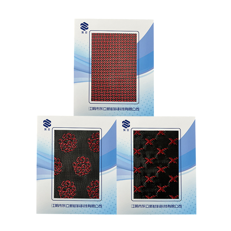 Fabraic snáithín carbóin measctha carbóin aramid dearg/dubh Fabraic snáithín carbóin measctha carbóin aramid dearg/dubh